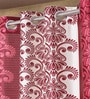 Pink Abstract Polyester 7ft Semisheer Eyelet (Set Of 2)
