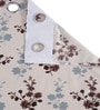 Brown Floral Polyester 7ft Semisheer Eyelet (Set Of 2)