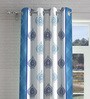 Blue Abstract Polyester 7ft Semisheer Eyelet (Set Of 2)
