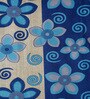 Blue Floral Polyester 9ft Semisheer Eyelet (Set Of 2)