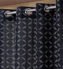 Black Geometric Polyester 9ft Semisheer Eyelet (Set Of 2)