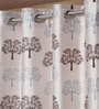 Brown Floral Polyester 9ft Semisheer Eyelet (Set Of 2)