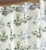 Green Floral Polyester 9ft Semisheer Eyelet (Set Of 2)