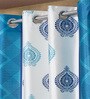 Blue Abstract Polyester 9ft Semisheer Eyelet (Set Of 2)