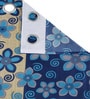 Blue Floral Polyester 9ft Semisheer Eyelet (Set Of 2)