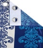 Blue Abstract Polyester 9ft Semisheer Eyelet (Set Of 2)