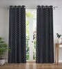 Black Geometric Polyester 9ft Semisheer Eyelet (Set Of 2)