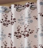 Brown Floral Polyester 9ft Semisheer Eyelet (Set Of 2)