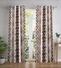 Brown Abstract Polyester 9ft Semisheer Eyelet (Set Of 2)