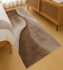 Brown Abstract Polypropylene 5 ft x 2.5 ft Machine Made Runner