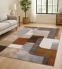 Brown Abstract Polypropylene 6 ft x 4 ft Machine Made Carpet