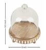 Brown Acacia Wood  Cloche With Wooden Base