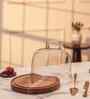 Brown Acacia Wood  Cloche With Wooden Base
