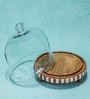 Brown Acacia Wood  Cloche With Wooden Base