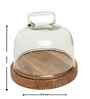 Brown Acacia Wood  Cloche With Wooden Base