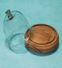 Brown Acacia Wood  Cloche With Wooden Base