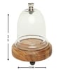 Brown Acacia Wood  Cloche With Wooden Base