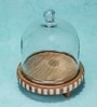 Brown Acacia Wood  Cloche With Wooden Base