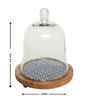 Glass Cloche with Brown Acacia Wood Base