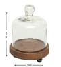 Brown Acacia Wood Cloche With Wooden Base