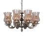 Brown Aluminium and Glass Shaded Chandelier