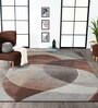 Brown and Beige Abstract Polypropylene 7 ft x 5 ft Machine Made Carpet