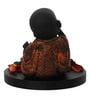Brown and Black Polyresin Smiling Monk with Wooden Base