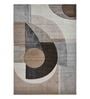 Brown and Brown Geometrical Polypropylene 7 ft x 5 ft Machine Made Carpet