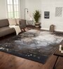 Brown and Cream Floral Polypropylene 7 ft x 5 ft Machine Made Carpet