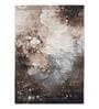 Brown and Cream Floral Polypropylene 9 ft x 6 ft Machine Made Carpet