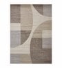 Brown and Cream Geometrical Polypropylene 6 ft x 4 ft Machine Made Carpet