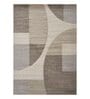 Brown and Cream Geometrical Polypropylene 7 ft x 5 ft Machine Made Carpet
