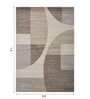 Brown and Cream Geometrical Polypropylene 7 ft x 5 ft Machine Made Carpet