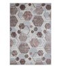 Brown and Grey Geometric 3x5 Feet Machine Made Carpet