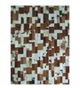 Brown and Ivory Hair On Leather Abstract Hand Woven 5ftX7ft Carpet