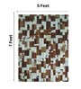 Brown and Ivory Hair On Leather Abstract Hand Woven 5ftX7ft Carpet