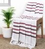 Brown And Maroon Cotton And Chenille Stripped 49X60 Inches Throw
