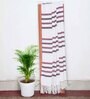 Brown And Maroon Cotton And Chenille Stripped 49X60 Inches Throw