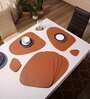 Brown and Tan Brown PU Leather Solid Reversible 18.5x14.5 Inches Placemats With Coasters (Set of 6)