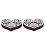 Brown and White Wooden  Tealight Candle Holder (10 Pcs)