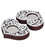 Brown and White Wooden  Tealight Candle Holder (12 Pcs)