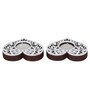 Brown and White Wooden  Tealight Candle Holder (2 Pcs)