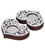 Brown and White Wooden  Tealight Candle Holder (8 Pcs)