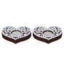 Brown and White Wooden  Tealight Candle Holder (12 Pcs)