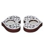 Brown and White Wooden  Tealight Candle Holder (10 Pcs)