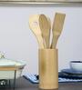 Brown Bamboo 5 Pcs Kitchen Tools Set