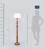 White Fabric Shade Floor Lamp with Brown Base