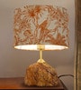 Brown Bidasar Marble Table Lamp with Jungle Print Shade