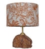 Brown Bidasar Marble Table Lamp with Jungle Print Shade