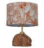 Brown Bidasar Marble Table Lamp with Jungle Print Shade